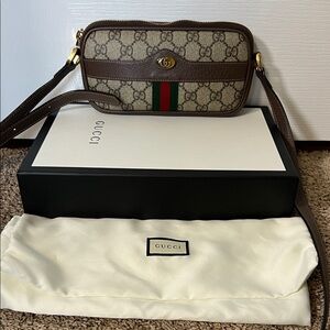 3304 Gucci Beige and Brown Logo Crossbody Bag